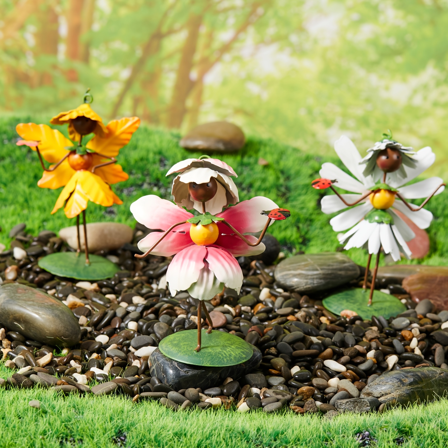 handcrafted metal fairy garden figurines forest - Temu