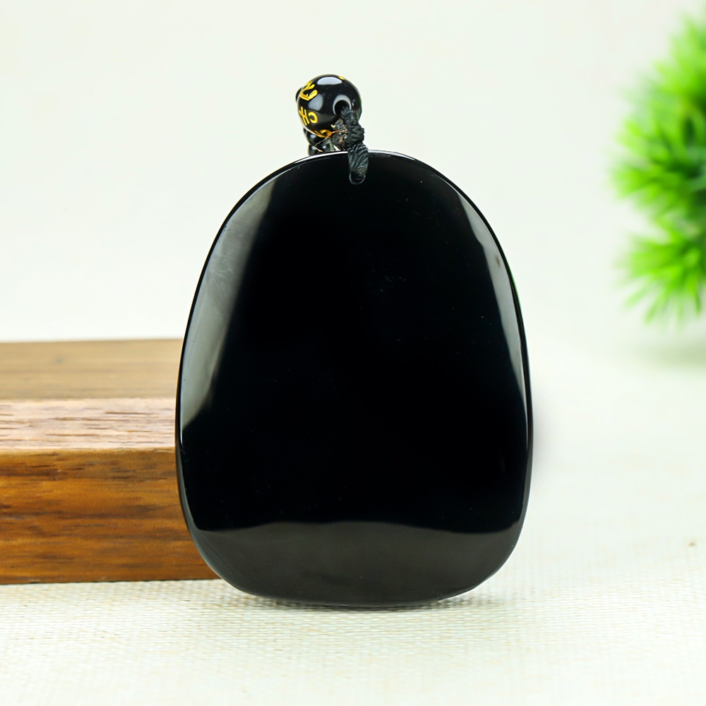 Black Obsidian Pendant Necklace, Unisex Gift