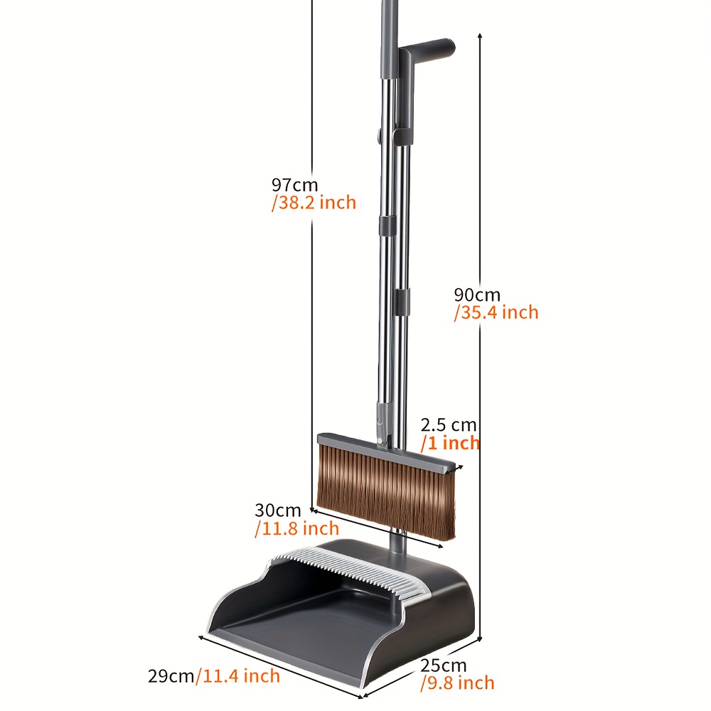 TEMU Joybos Premium Broom And Dustpan Set With Long Handle - Extended Comb Teeth, Upgraded Design For Cleaning - Ideal For Home, Office, Kitchen,