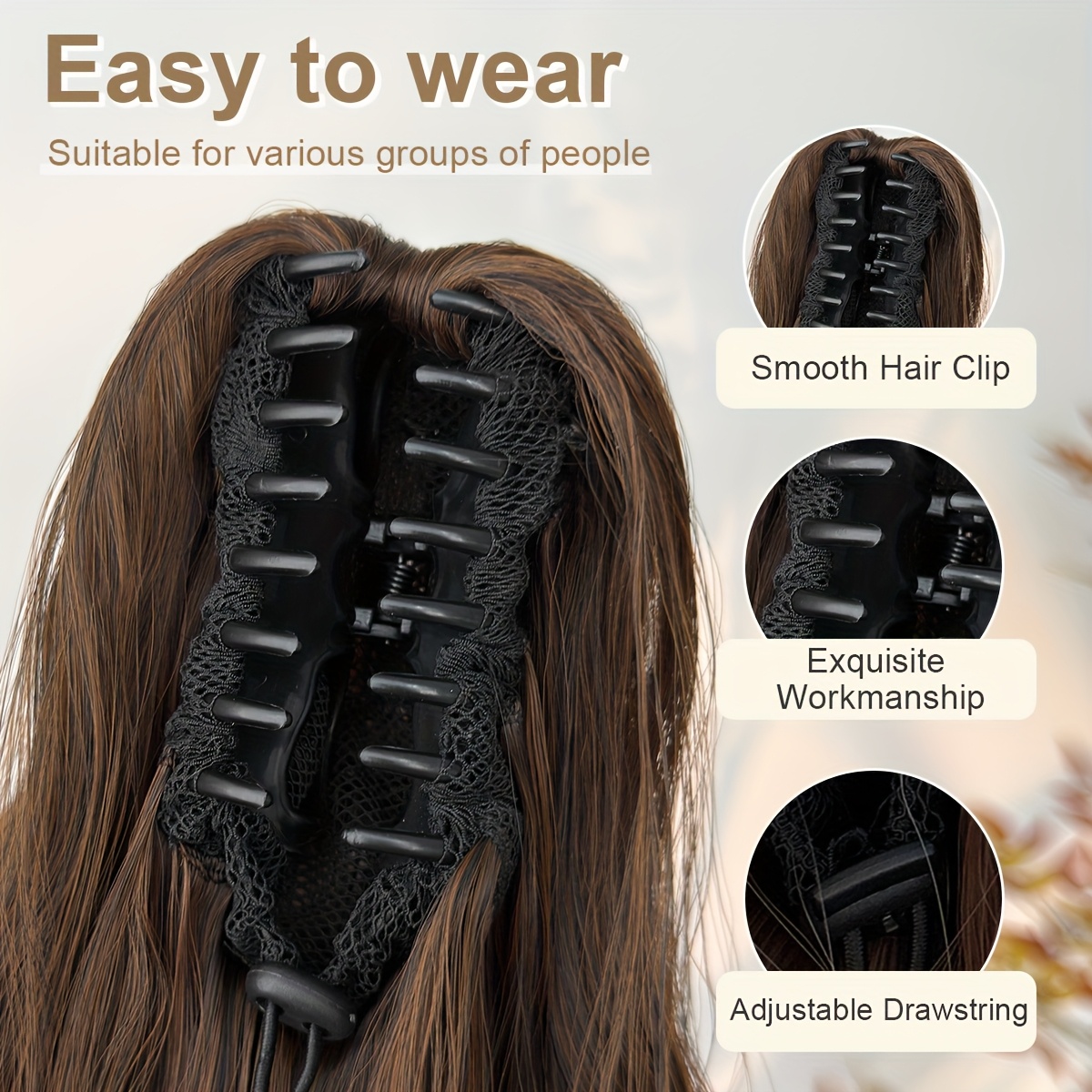 28 inch lightweight curly wave clip in hair extension multi layered synthetic hair for   ponytails chocolate brown unisex all   ponytail hair extensions versatile hairpiece multilayered texture easy application hairpiece details 9