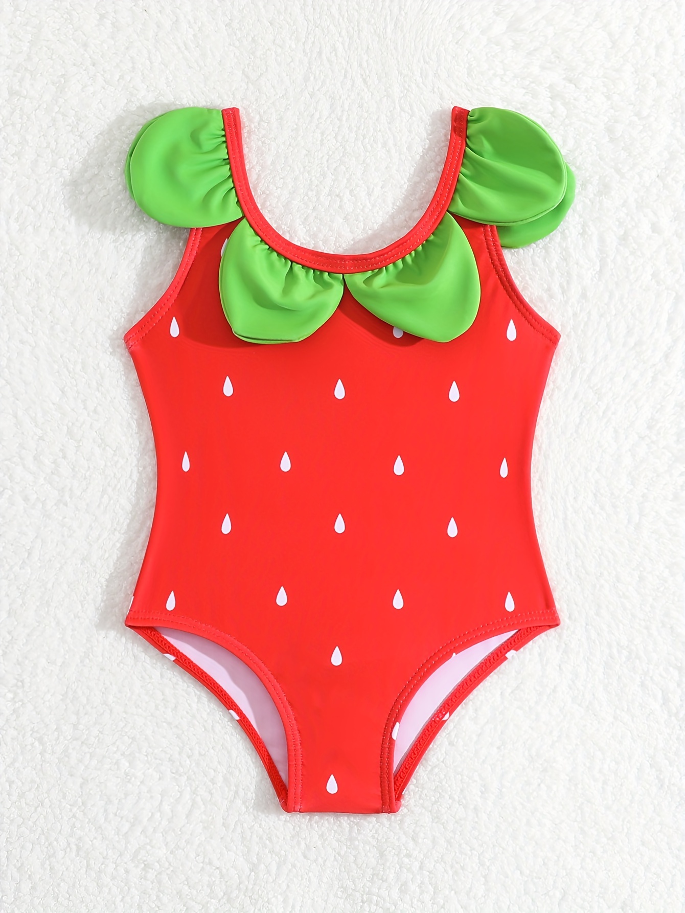 Toddler s Strawberry Pattern One piece Swimsuit Stretchy Bathing Suit Baby Girl s Swimwear For Summer Beach Holiday