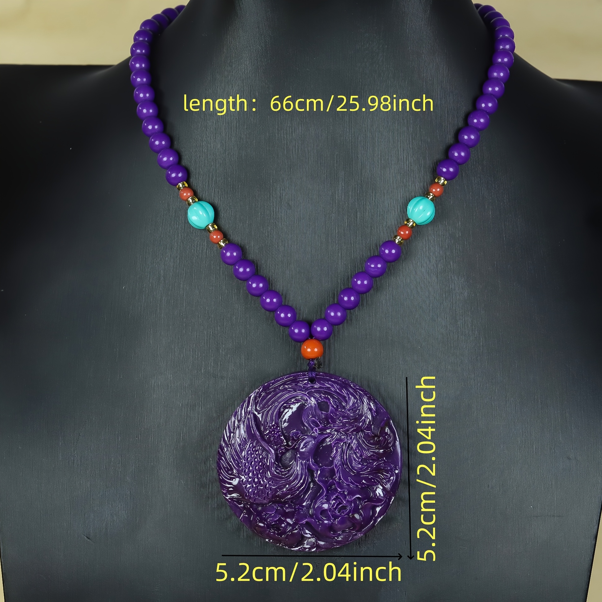 Natural Stone Purple Musgravite Phoenix Pendant Necklace
