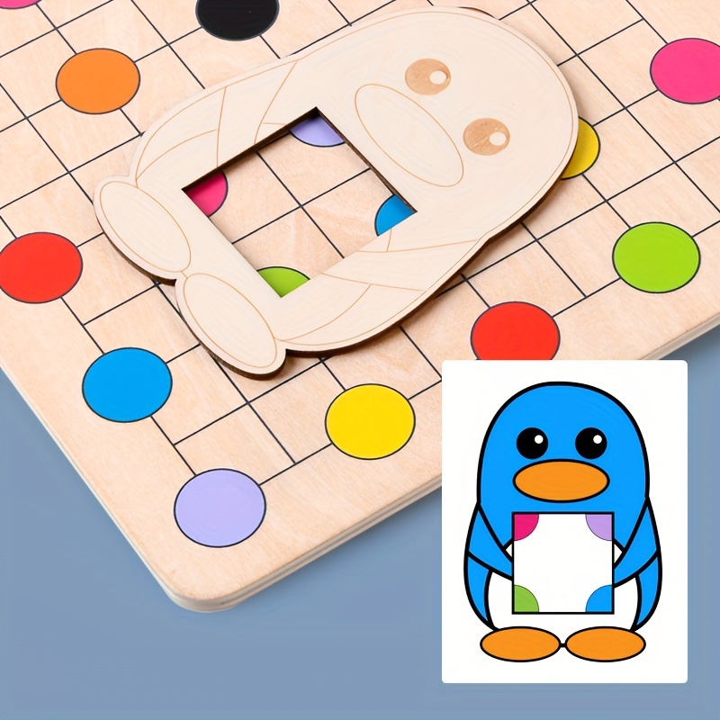 

New Wooden Penguin Color Matching Toy, Space Square Board Game, Children's Educational Parent-child Early Education Puzzle Toy