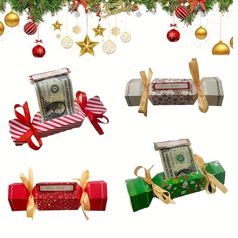 

4 Christmas Surprise Money Pull Bags, Christmas Money Pull Bags, 2024 New Candy Money Pull Bags, Christmas Cash Bags, Pull Gift Boxes, Christmas Boxes