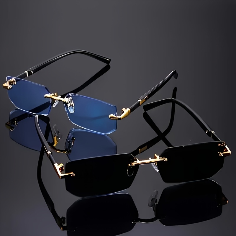 Image of Fashion Eyeglasses 2-pair Set, Vintage Frameless Couple's Accessory Set, Suitable For Street Photography And Daily Commuting Accessories