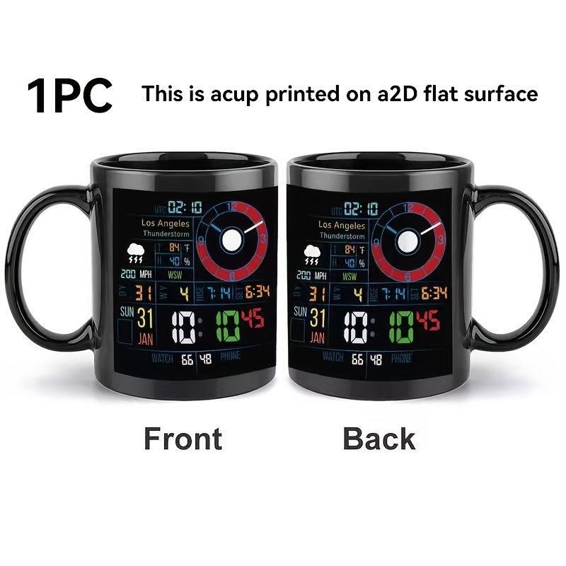 1pc Large 11oz Ceramic Coffee Mug with Digital Clock Display - & * Display,  Durable Ceramic Cup for Tea, Juice, Milk - Ideal Gift for Thanksgiving,  Christmas, Valentine's *'s Day, Office, Travel - ...