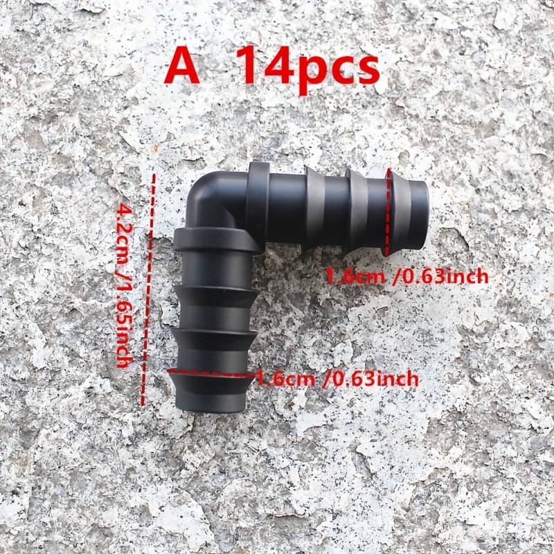 14pcs Of 16mm, 20mm, And 25mm Pe Pipe Elbows For Gardening Irrigation Diverters And Micro-spray Irrigation Connectors