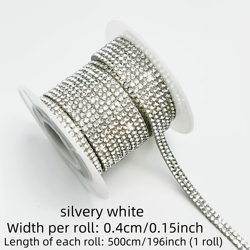 E-shop 2-reihiges 5m selbstklebendes Kristall-Strassband, DIY Ice-Out glänzende Aufkleberrolle, geeignet für Bastelarbeiten, Handy- Autodekoration,