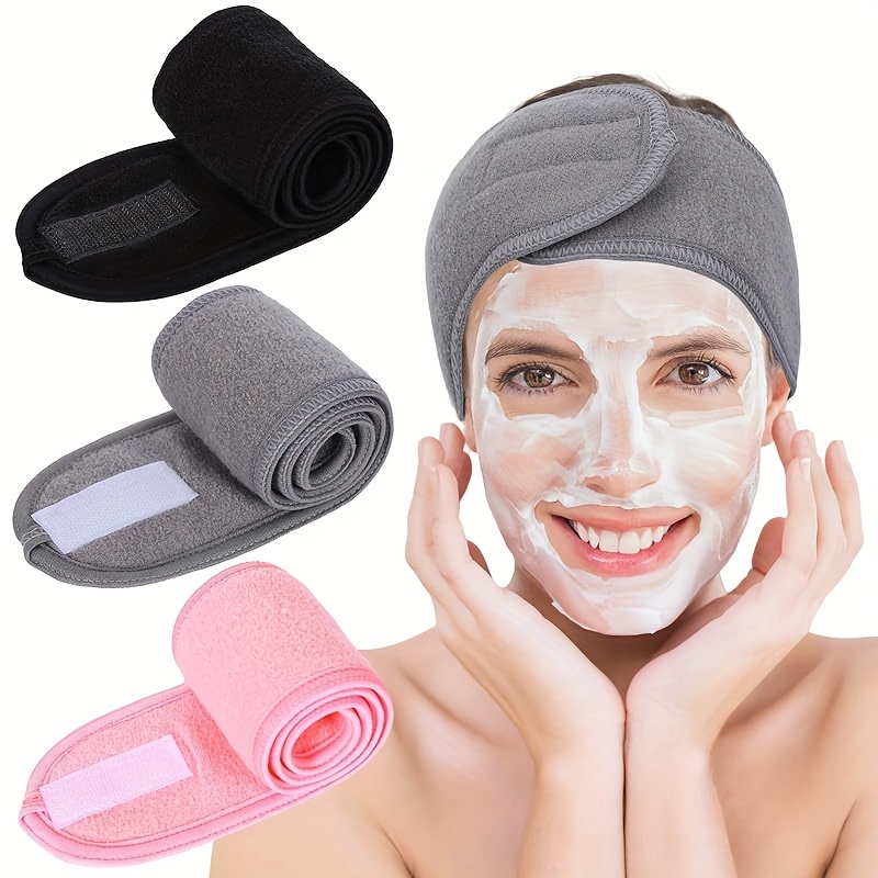 

3-pack Magic Tape Sports Yoga Headbands, Double-layer Polyester Knit Fabric, Non-slip, Absorbent, Bands For Makeup, Facial Care, Running - Suitable For Normal Hair Type