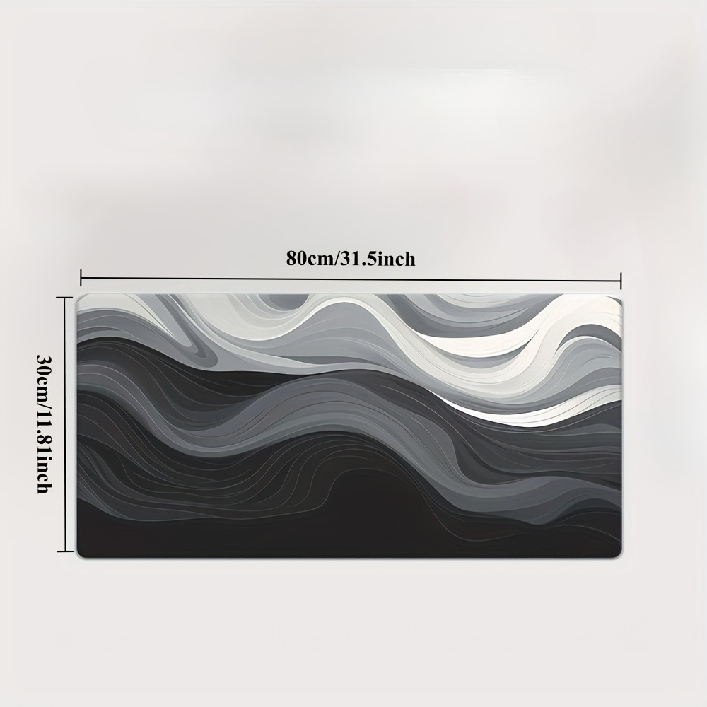 TEMU 1 Mud Modern Black And White Gray Wave Stripe Mouse Pad, , Thickened Design; Suitable For Various Occasions Such As Office, Games, And Home