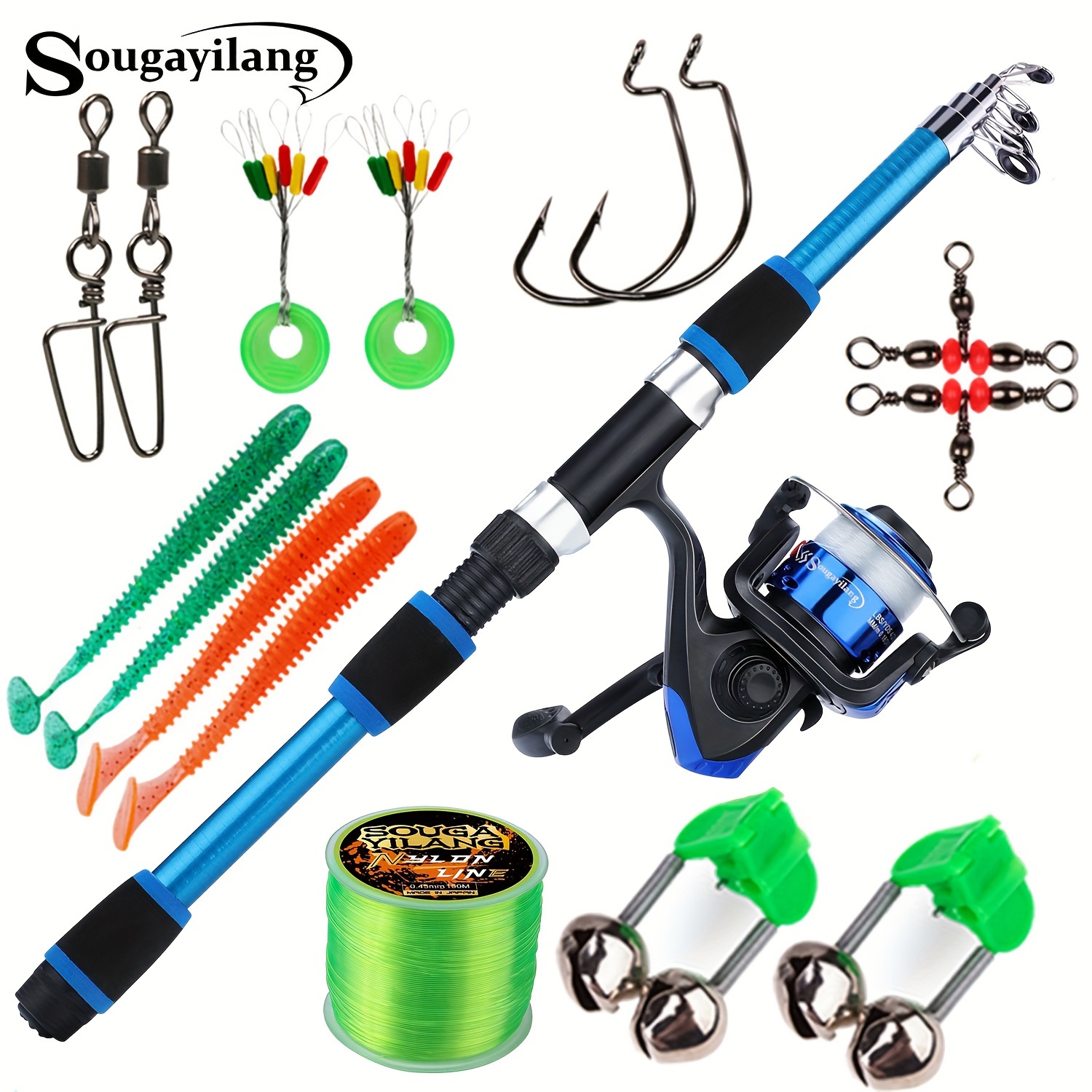 TEMU Sougayilang Rod Set, Telescopic Sea With Reel, , Lures & Accessories For Beginners