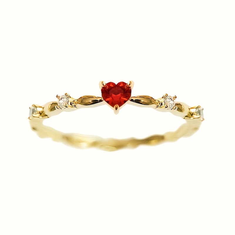 Red Heart Synthetic Gemstone Engagement Ring