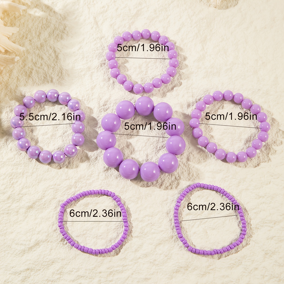 Purple Resin Large Bead Bracelet Set, Multi-Layer Stacked