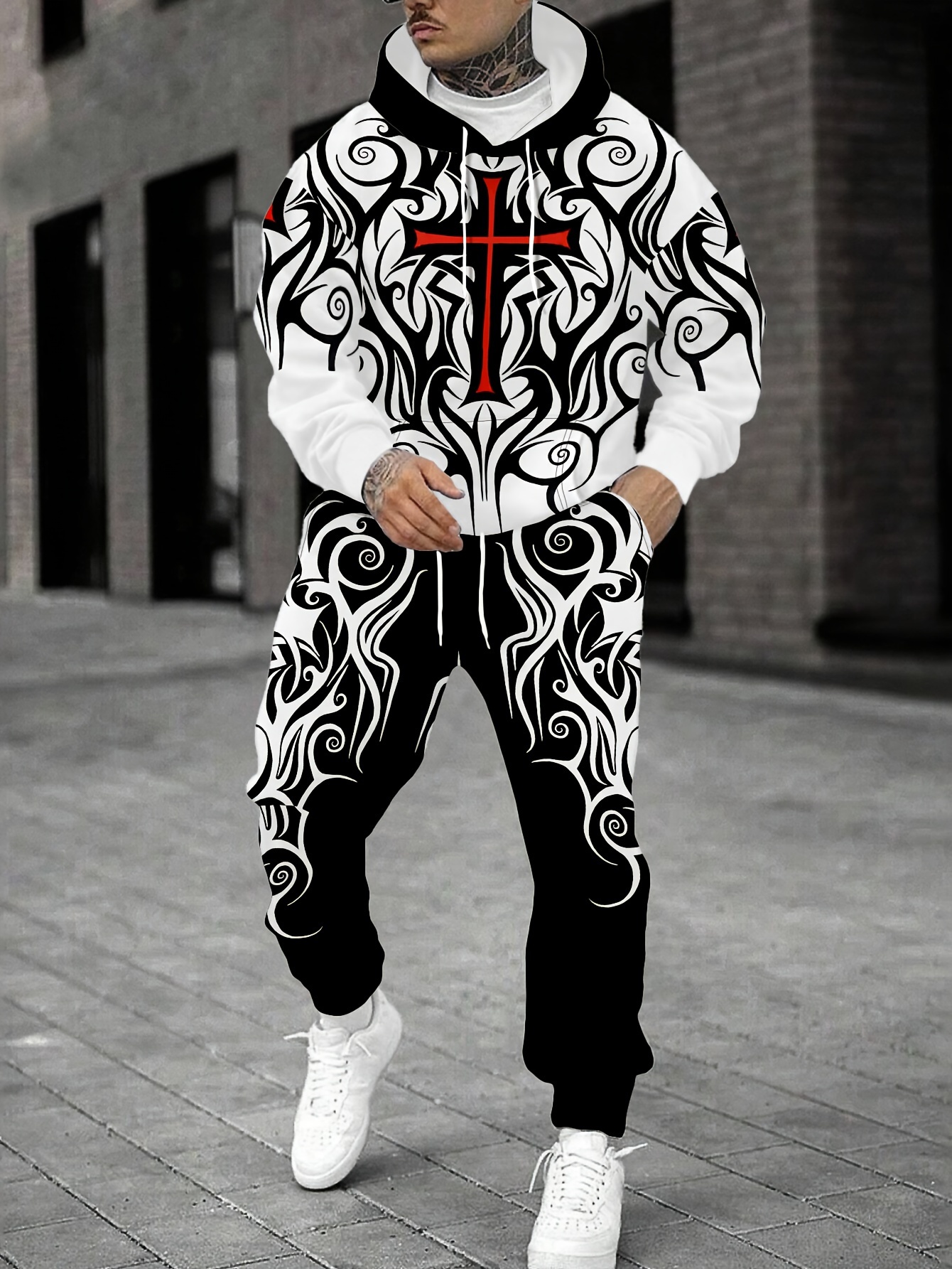 Conjunto de Sudadera con Capucha para Hombre con Estampado 3*