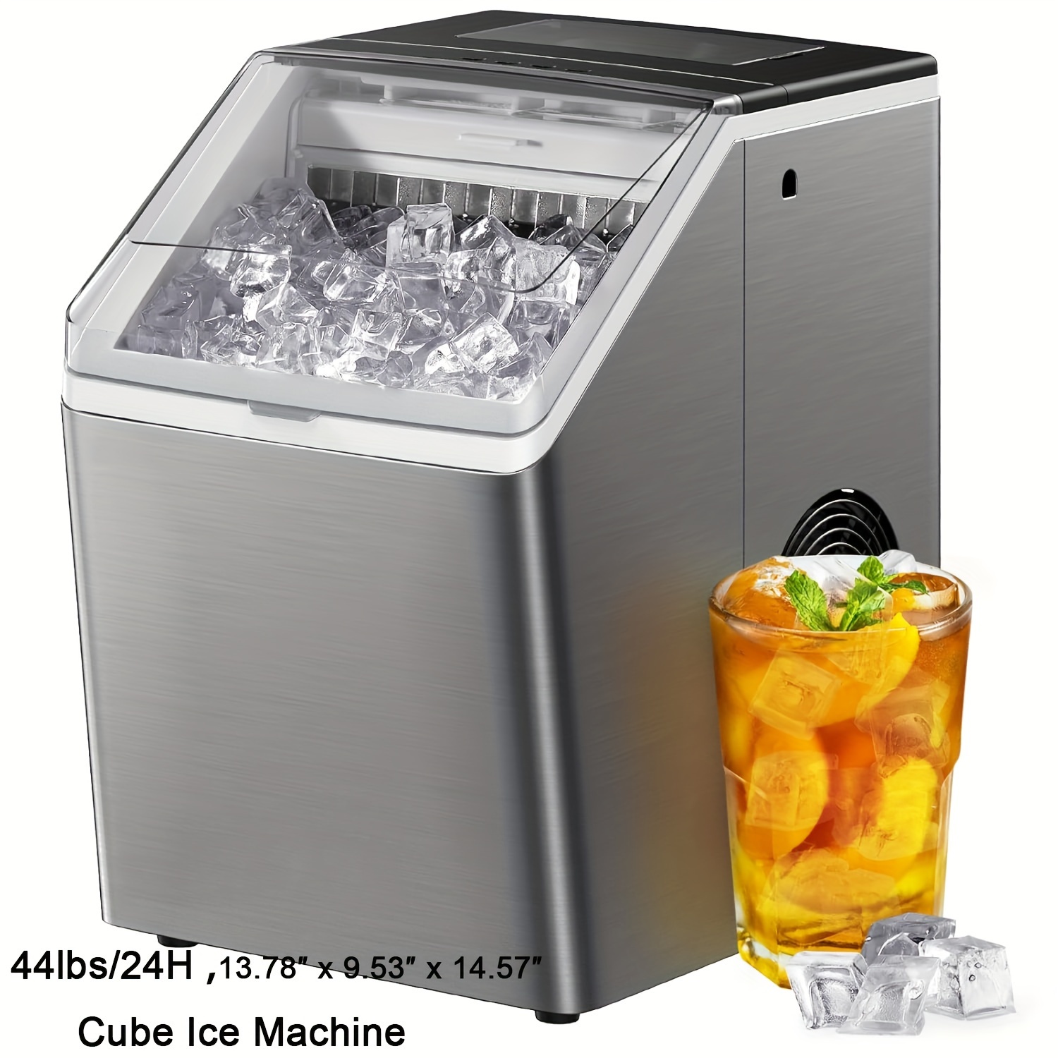 

33 Pound Ice Maker And 26 Pound Bullet Ice Maker - Home/kitchen/camping/rv Portable Soft Chew Ice Maker - With Basket, Spoon, And Portable Self-cleaning Tabletop Ice Maker, Perfect New Year's Gift