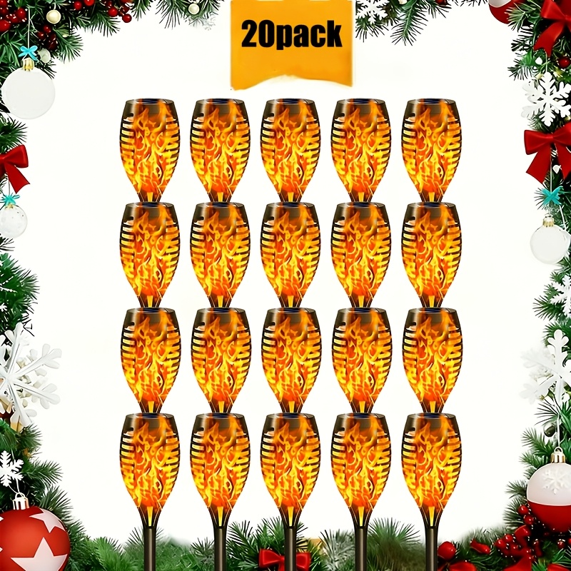 4 to 20pcs Outdoor Solar Torch Lights Warm LED Flame Effect for Yard Garden Decor IP55
