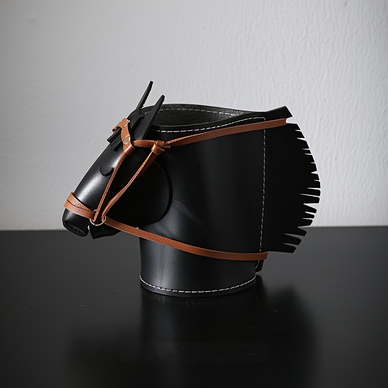 TEMU 1pc Faux Horse Storage Box, Living Room Study Desk Decorative Item Pen Holder Remote Control Makeup Brush Storage Box, Pen Holder