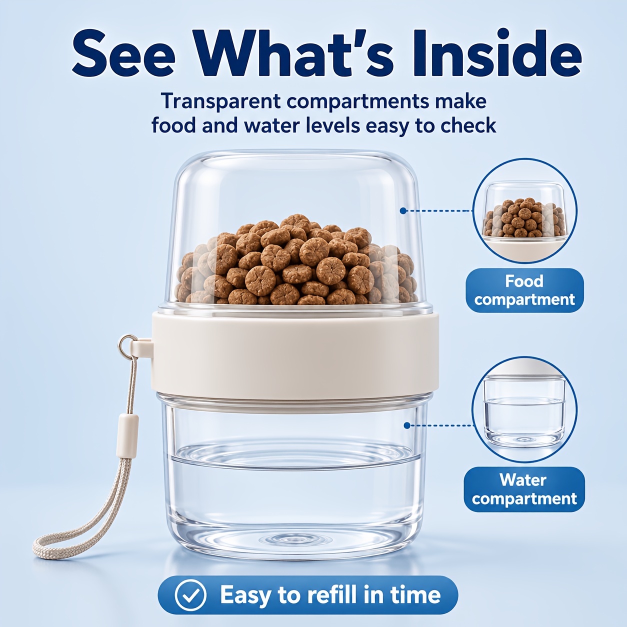 2-In-1 Portable Pet Food and Water Container, Travel Feeding Cup