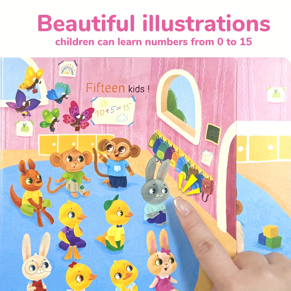 The Initial Day at School, Books for Kids Aged 1-5 Focusing on Numbers And Addition, Featuring Cartoon Illustrations, Easy to Clean, Suitable for Family Education, Perfect As Gifts for Christmas, New Year, And Birthday Parties.
