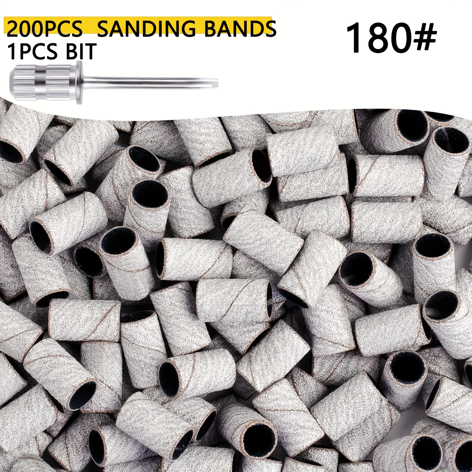 200pcs Professional Fine Sanding Bands With 1pc Nail Drill Bit For And Pedicure,sanding Bands For Nail Drill 180# Grit Sanding Bands