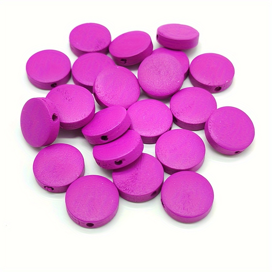 20pcs Flat Round Wooden Beads for DIY Jewellery Making