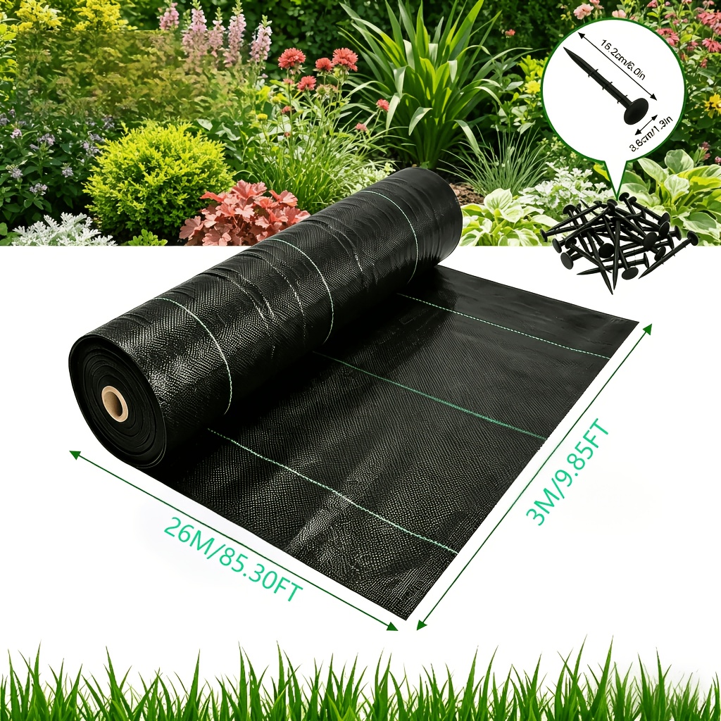 TEMU Toile de des noire ultra-résistante - 120 G/M², Tapis de protection solaire pour le sol, Couverture de sol anti-, Texture tissée
