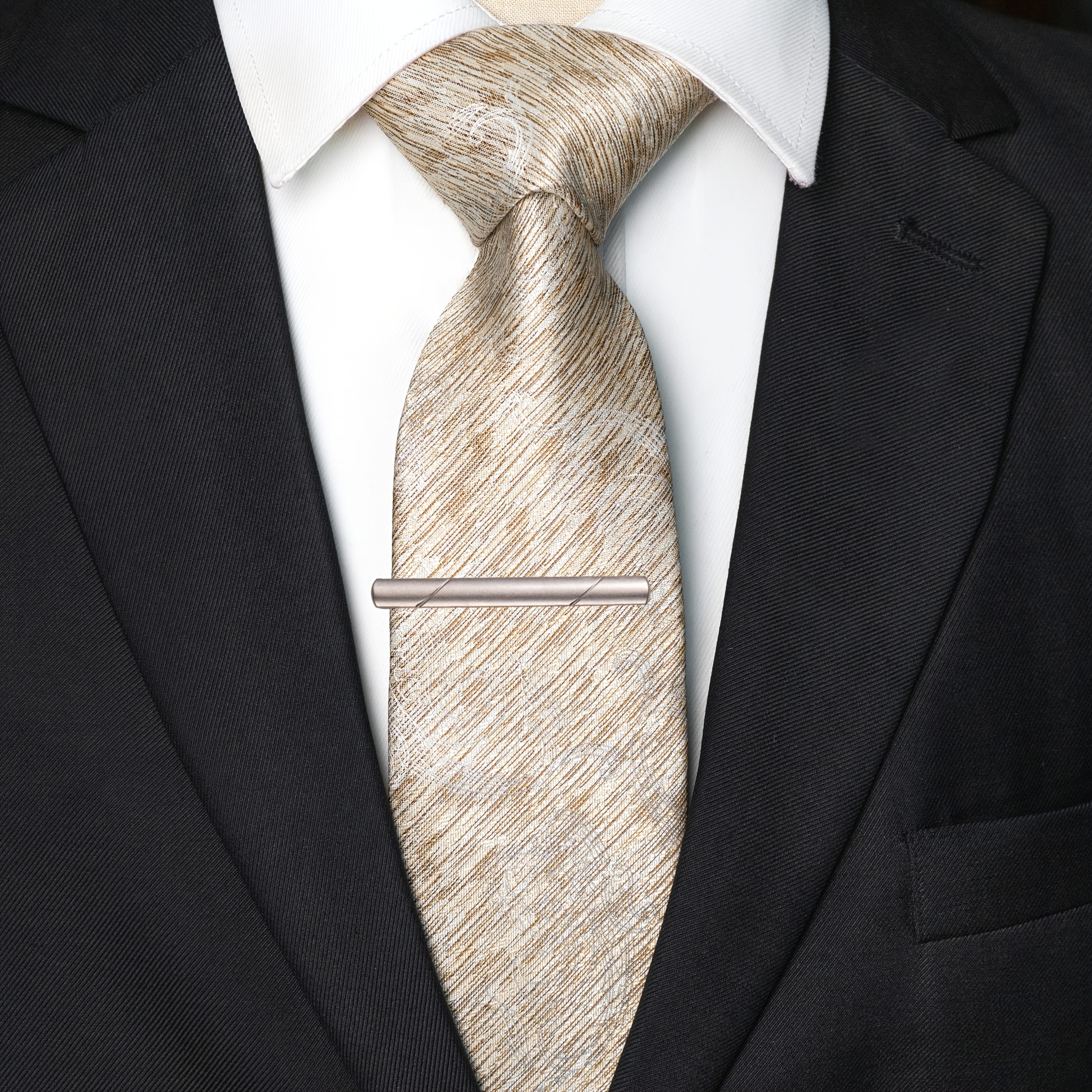 Heather Texture Paisley Jacquard Necktie and Tie Clip Set