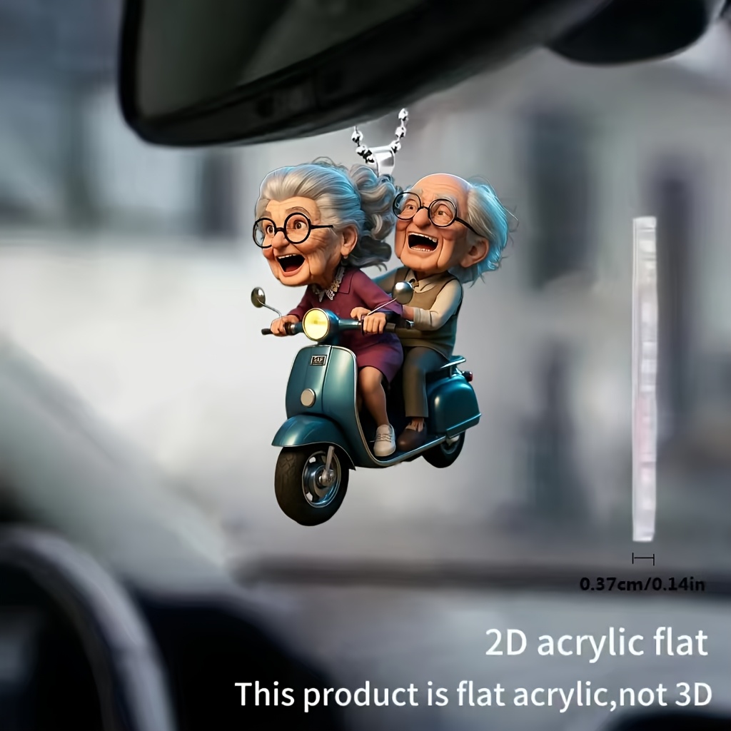 

Acrylic Racing Grandma And Pendant - Multifunctional 2d Ornament For Car Mirrors, Home Decor, Keychains, Holiday Gifts, 1