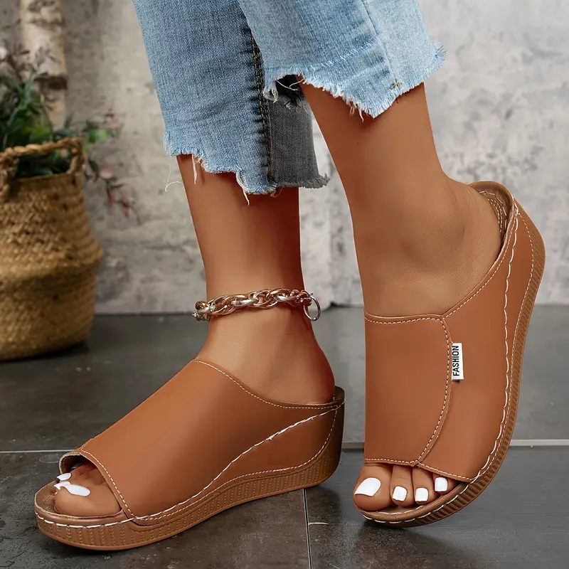 womens light blue open toe platform sandals with brown pu cover inner layer comfortable low heel summer shoes 6cm width tpr sole hand wash or summer footwear sleek footwear cushioned insole strappy sandals Product details 0