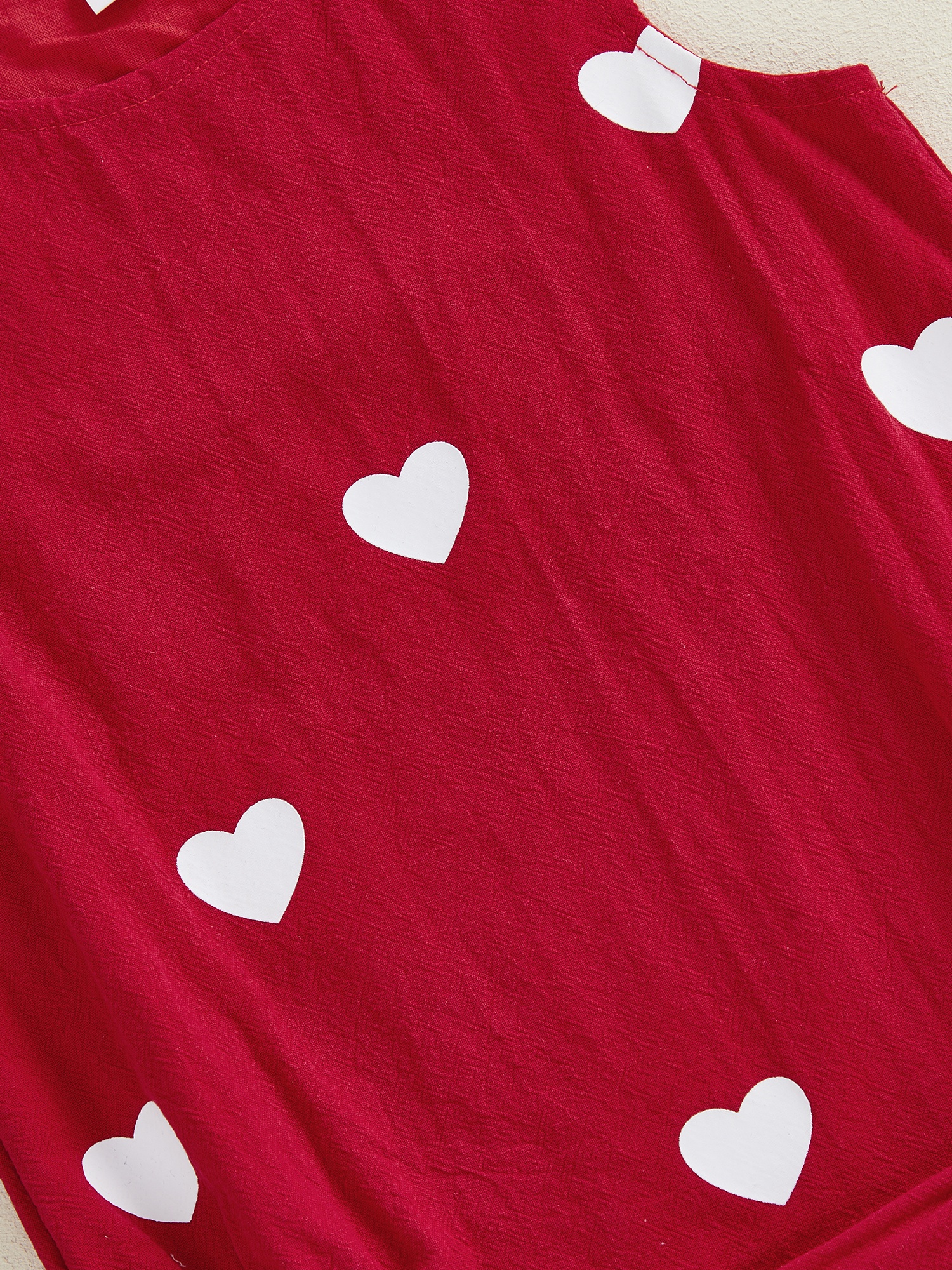 Valentine's Day Sleeveless Crew Neck Heart Print Romper