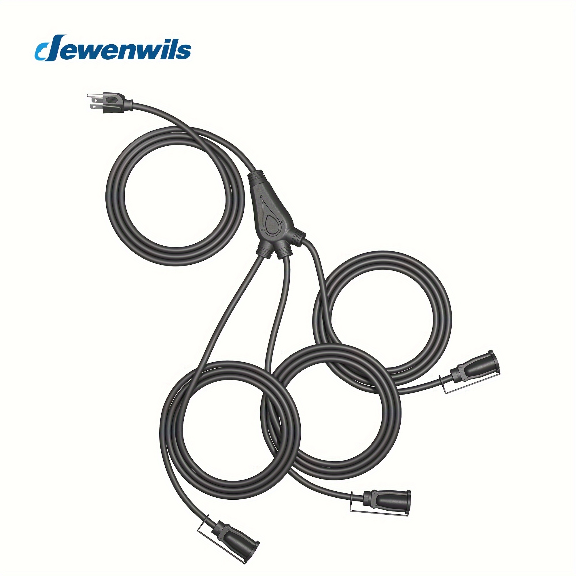 

Dewenwils Outdoor Extension Cord 1 To 3 Splitter, 3 Prong Outlets Plugs, Max 13ft End To End (25 Ft Total), 16/3c Sjtw Weatherproof Wire For Christmas Lights And Decorations-hsc103c