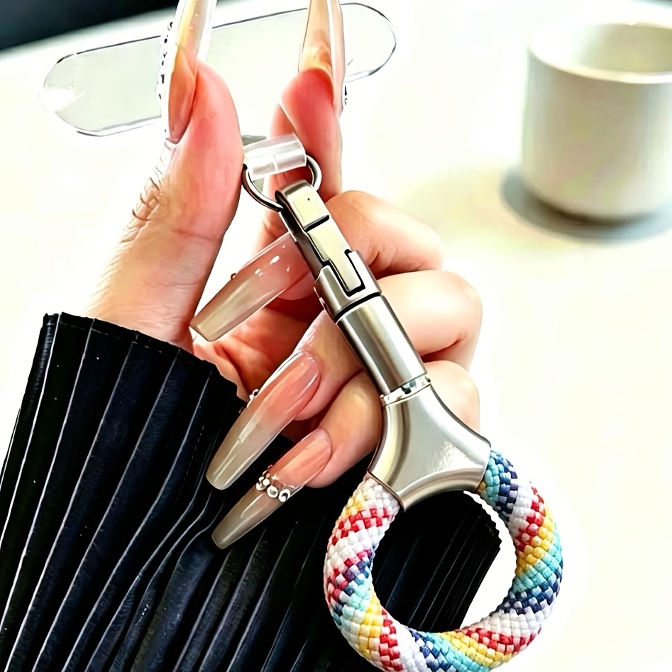 TEMU Multi-functional Thick Braided Ring Keychain With Screw Lock For , Resistant To Detachment. Universal Accessory For Lanyards, Phones, Bags, Car