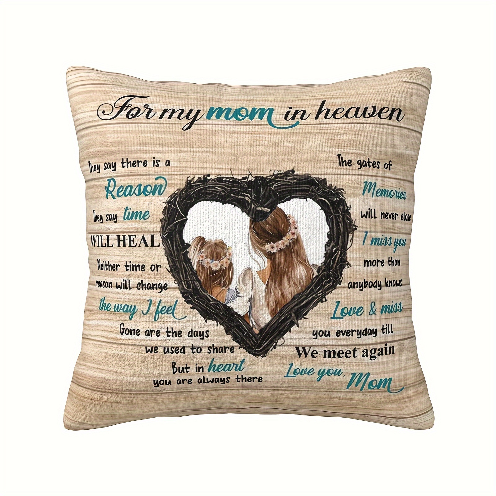 

1pc Custom Short Plush Single Side Print 18x18 Inch Mother Memorial Throw Pillow, Mom In Heaven, Loss Of Mother Gift, Bereavement Condolences Grief (cushion Is Not Included)