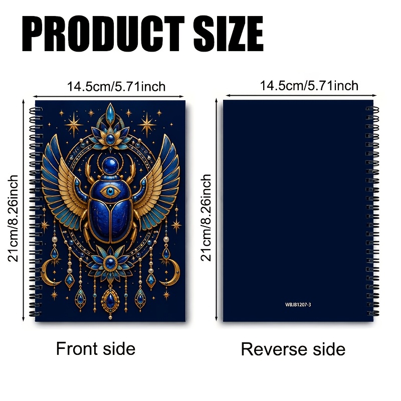 TEMU Ancient Egyptian Scarab Eye Of Horus Coil Notebook - 30 Inner Sheets, 60 Pages Total. For , Ancient Egyptian , And Vintage Exotic Style