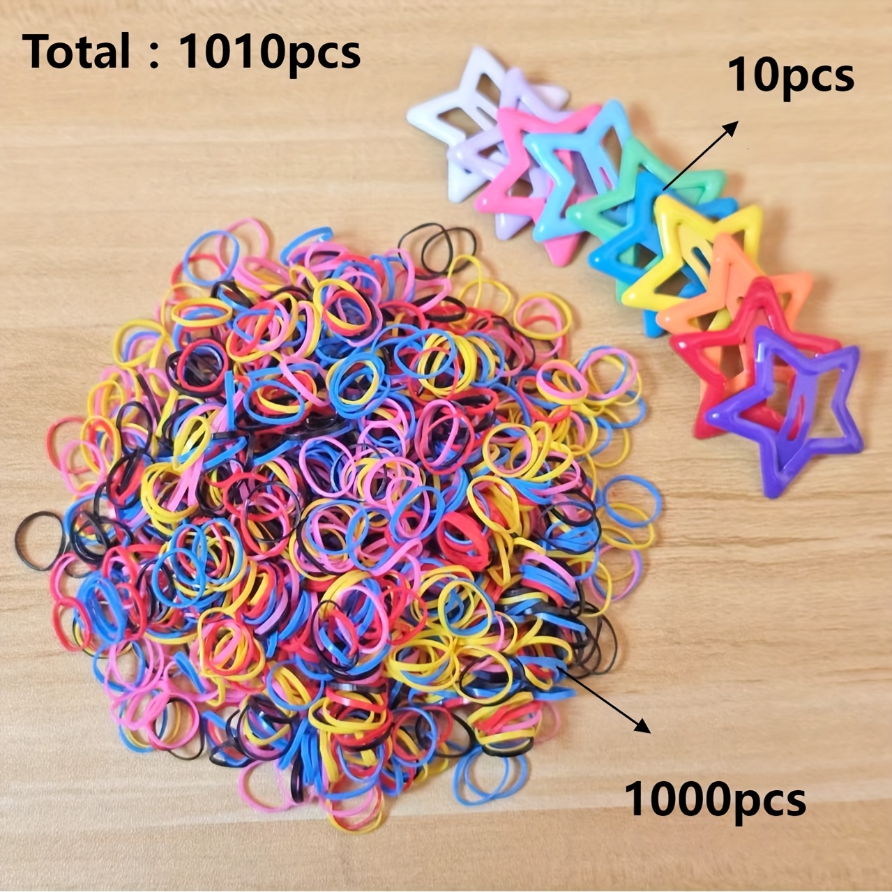 1000pcs Colorful Rubber Bands Hair Ties, Scrunchies, Headbands, Hawaiian Style Beach Wedding Everyday Hair Accessories