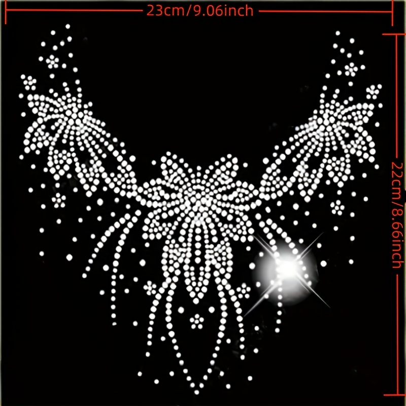 Bling Neckline Decor Hot Fix Rhinestones Motif Iron On Applique Patches