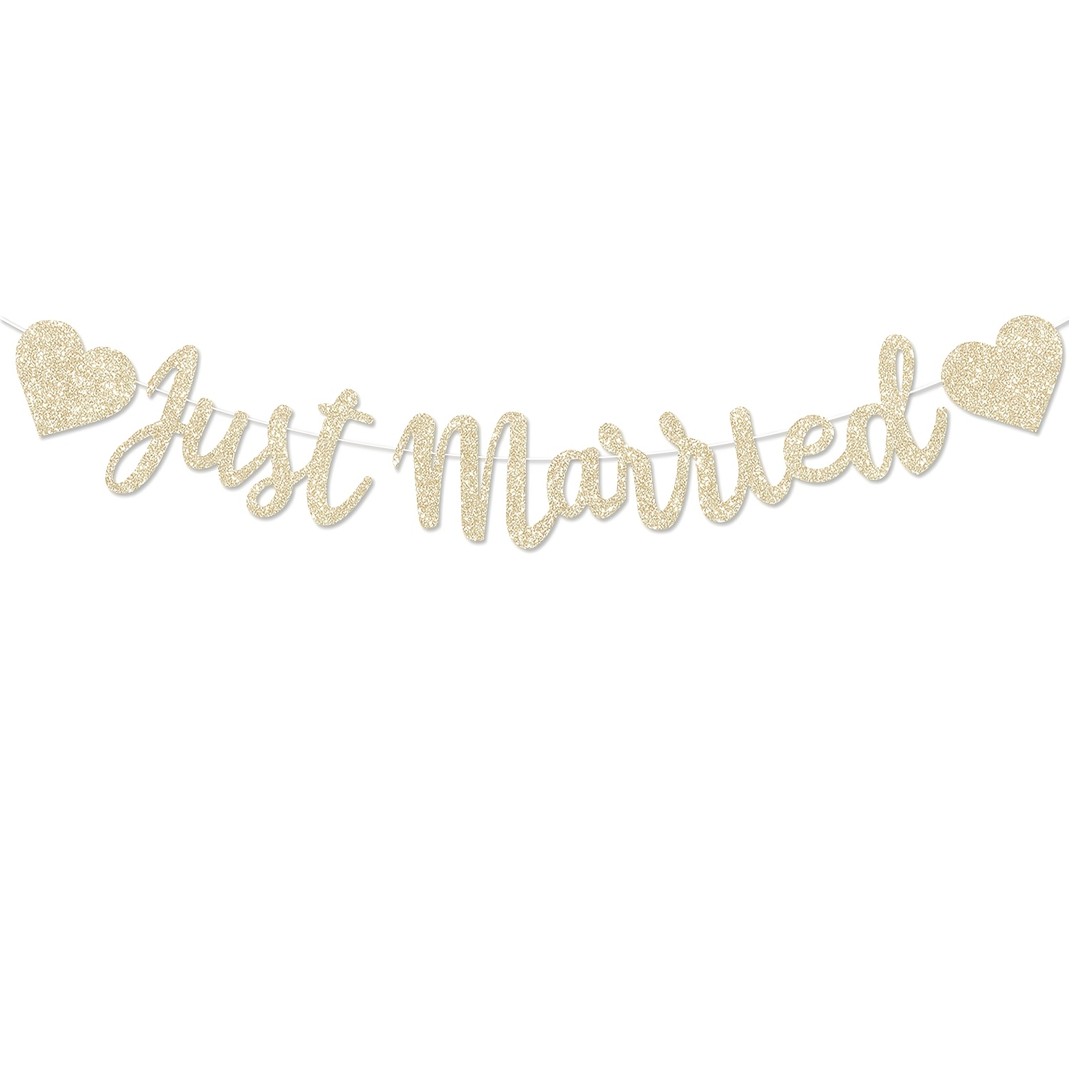 1pc Glitter Just Married Pull Flag - Wedding Car Tail Decoration Pull Flag, Wedding Banquet Background Decoration Banner, Decoration Pull Flag, Wedding Background Wall Decoration Supplies