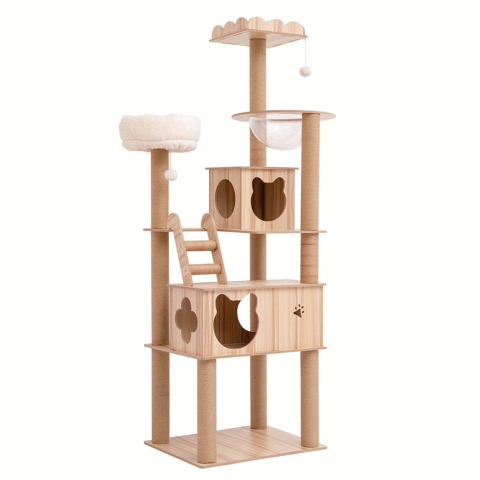 キャットタワー ツリーハウス コンドミニアム 遊び場タワー 猫 Amazon | 木製のキャットツリーハウス、無垢材の猫の