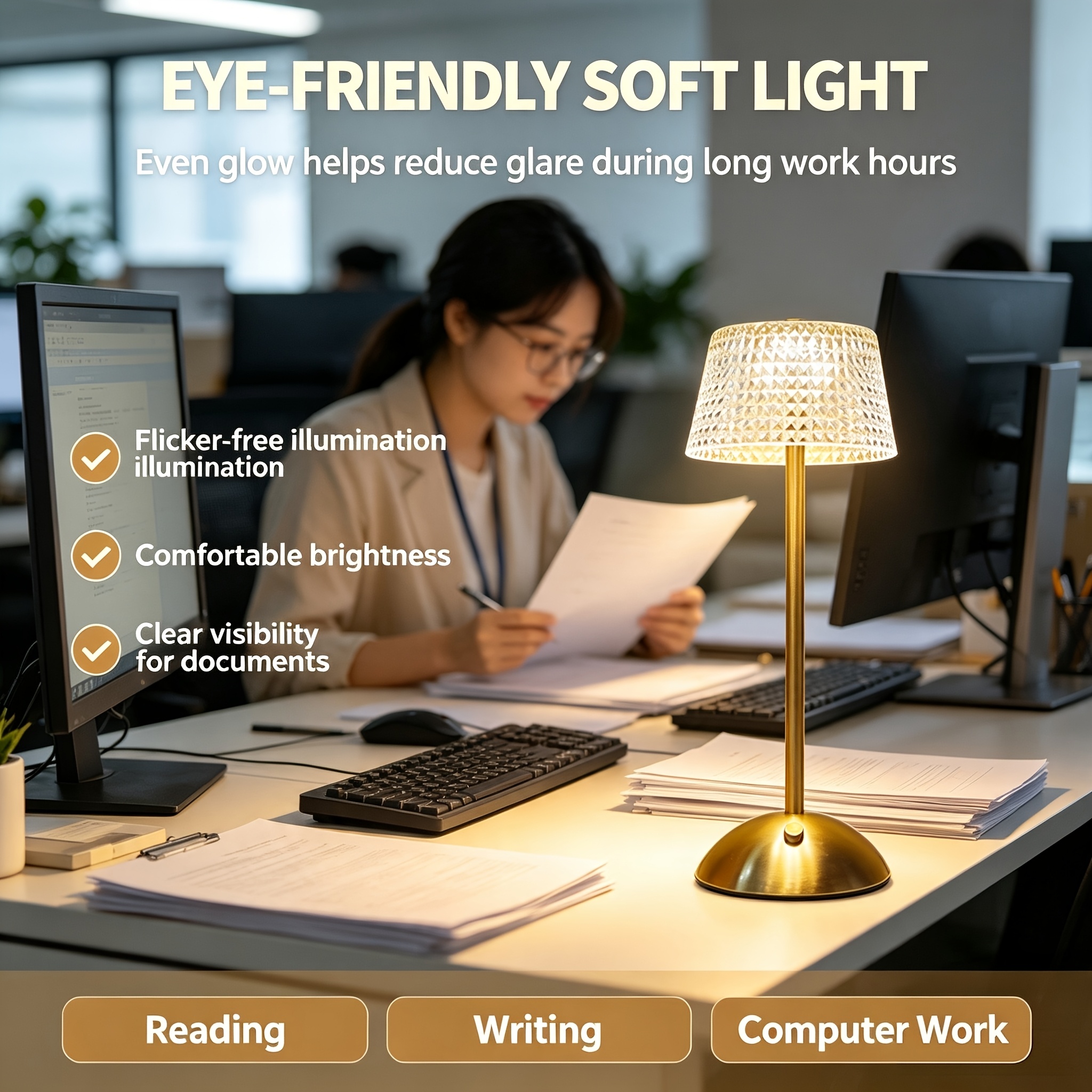 LED Touch-Control Desk Lamp with 3 Color Temperatures