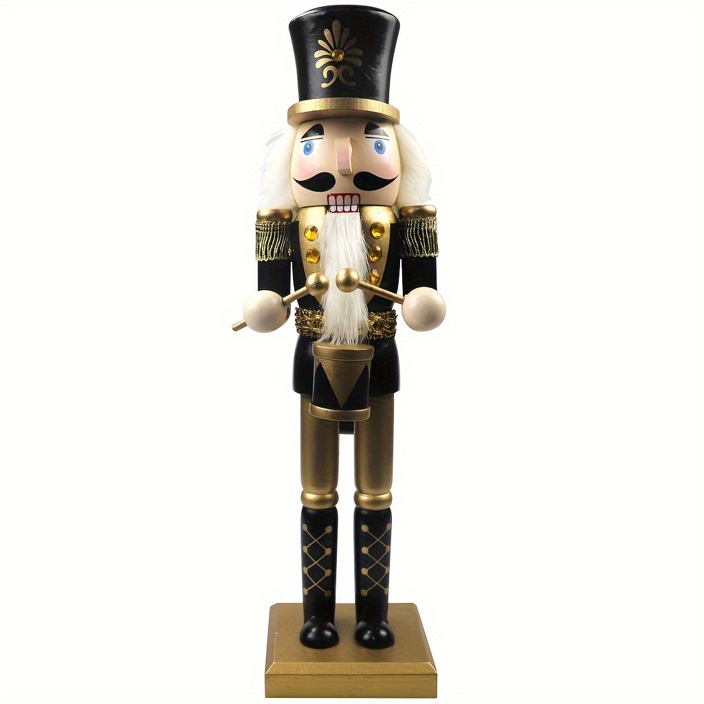 

2024 New Traditional Wooden Nutcracker In Black And Golden For Christmas Decorations - 12.5" Tall