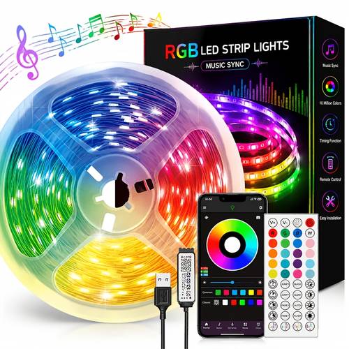 Smart RGB LED Strip Lights, Flexible LED Tape With Self- Backing, Multiple Lighting , Music Sync & Timing Function, Dimmable & Color Changing, 5V USB Powered, Ideal For TV Computer Backlight, Bedroom Living Room Wall Decor
