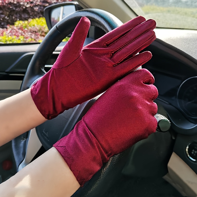 Short Solid Color Spandex Gloves Elegant Style Elastic Etiquette Gloves  Summer Sun Gloves For Women Driving