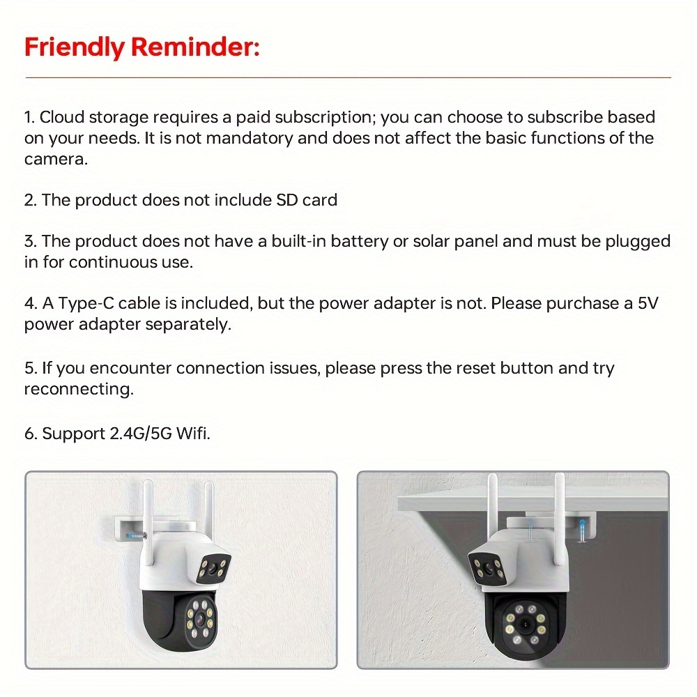 Ikki tashqi xavfsizlik kamerasi, ikki linzali, 2Mp+2Mp uy xavfsizlik CCTV kameralar, 2.4/5G Wifi kameralar, harakatni aniqlash, avtomatik izlov, ikki tomonlama audio, 360-darajali panoramik ko‘rinish va rangli kechqurun ko‘rish. tafsilotlar 0