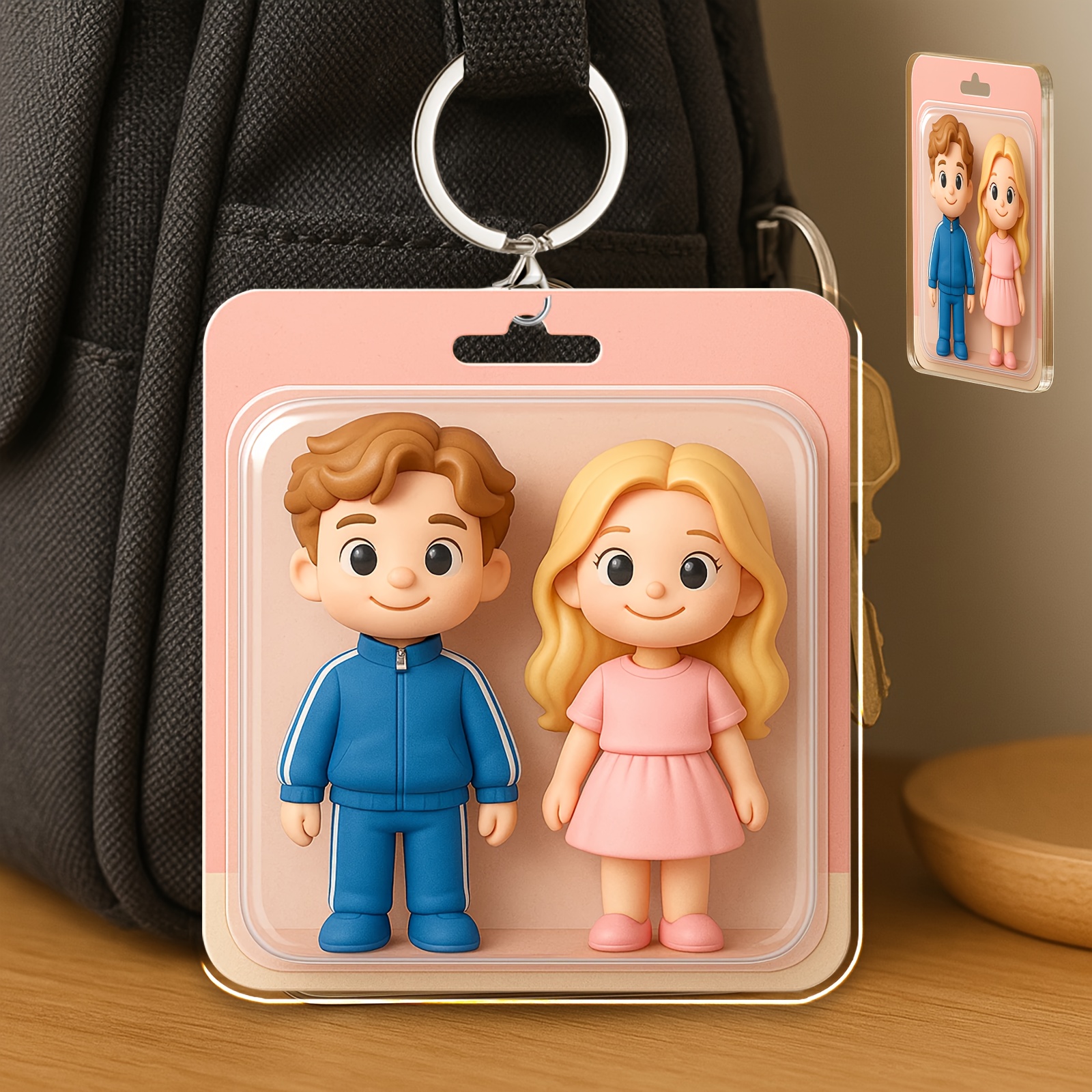 TEMU 2d Flat - 2d Acrylic Custom Photo Keychain, Personalized Flat Cartoon Cute Lanyard, Customizable Name And Date, Gift For Couples/pets,