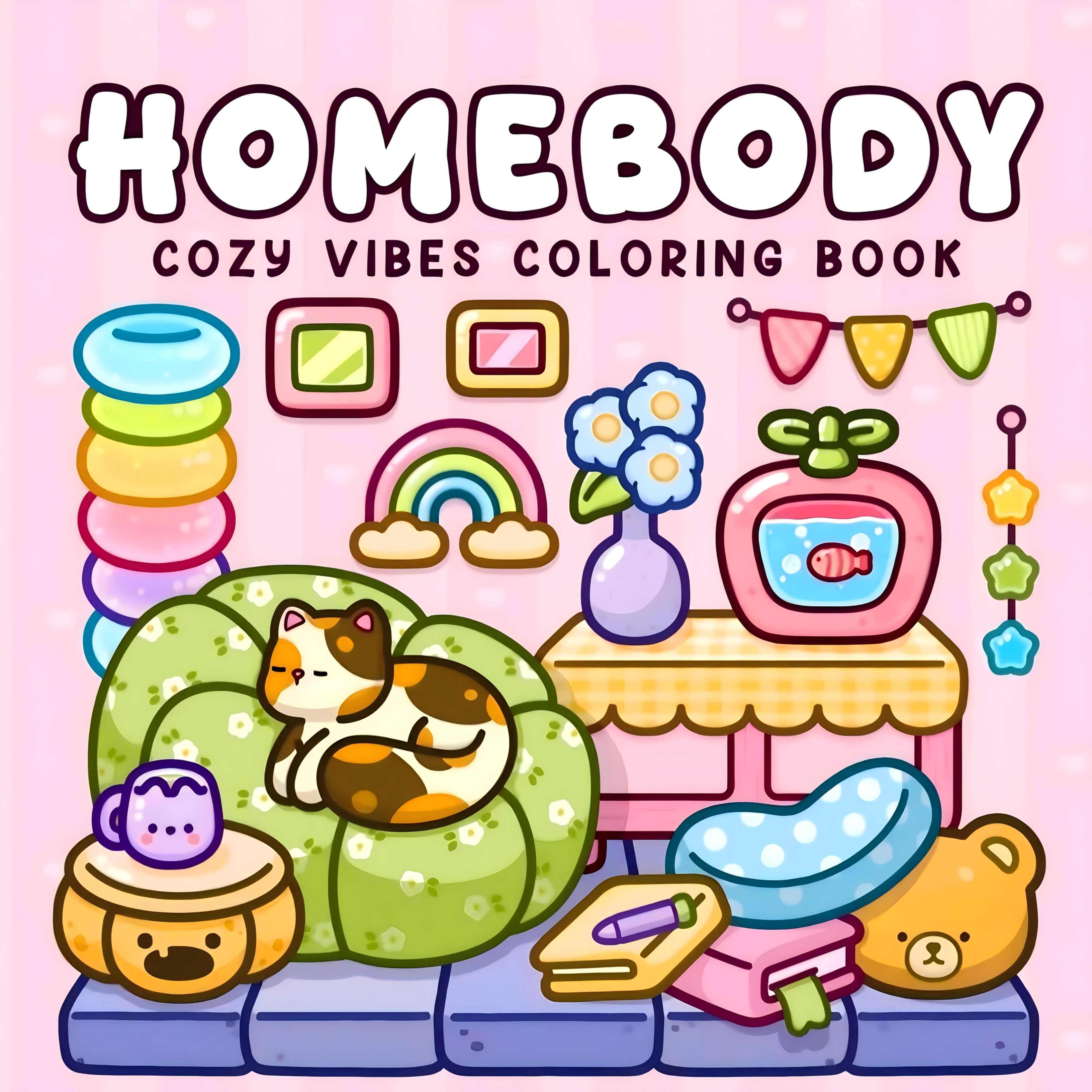 TEMU 30-page Cozy Vibes Coloring Book For Adults And Teens. Featuring Corners And Easy Designs For Relaxation And Self-care Times, Suitable For