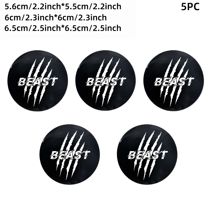 TEMU (5pcs) Monster Paw Scratch Pattern Car Tire Accessory Car Center Cover, Car Steering Wheel Cover Decoration, Motorcycle Sticker Logo Badge Cover