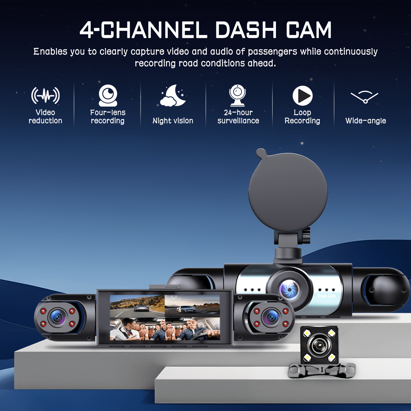 halloween christmas gift 1080p dashcam for   channel front rear   with   ips display   loop recording 24h parking monitor   motion detection   64gb memory card Product details 1
