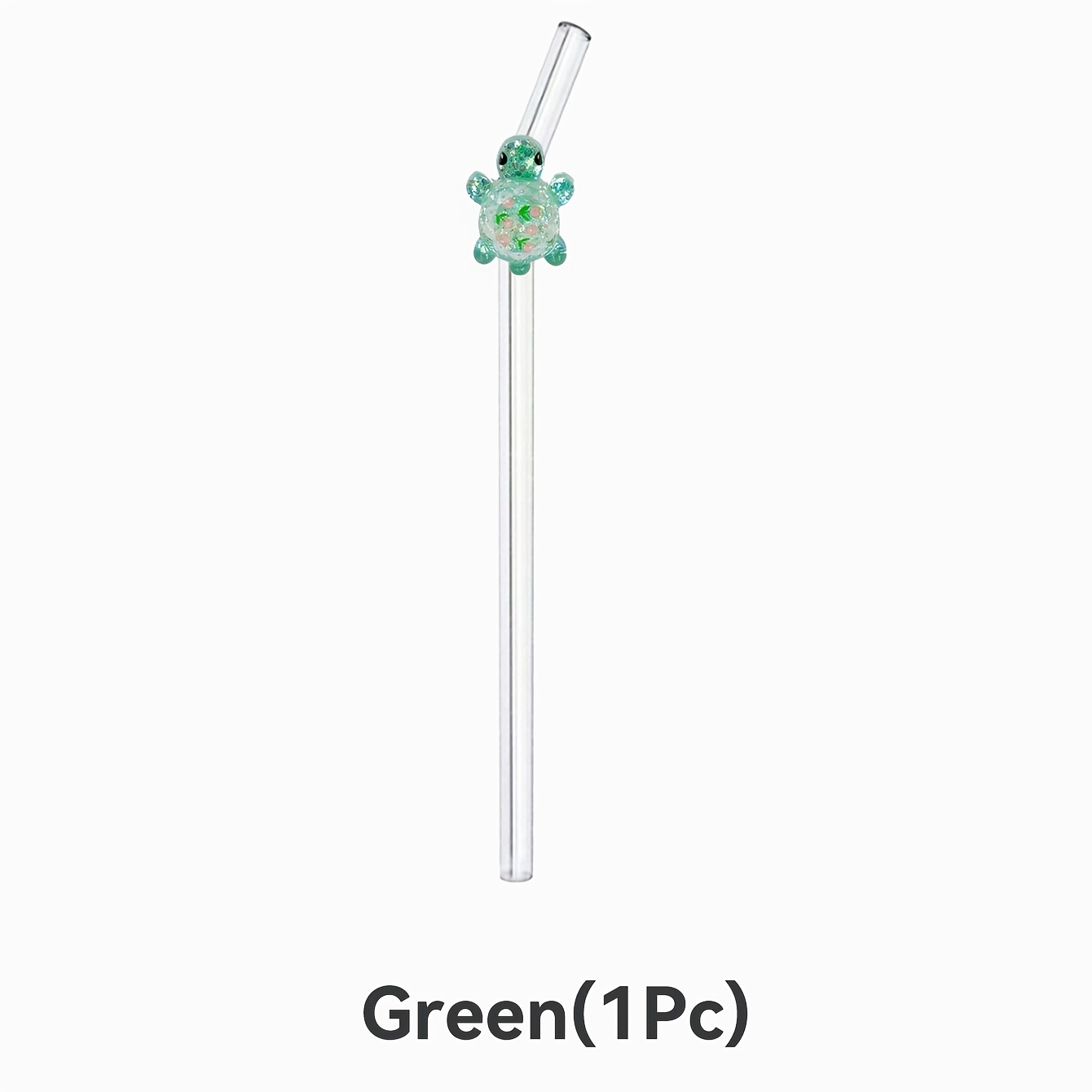 E-shop ./1 Set Bunte Cartoon-Design Bunte Schildkröte Glas Trinkhalm | Wiederverwendbarer Gebogener Glasstiel für Smoothies, , Saft, Cocktails,