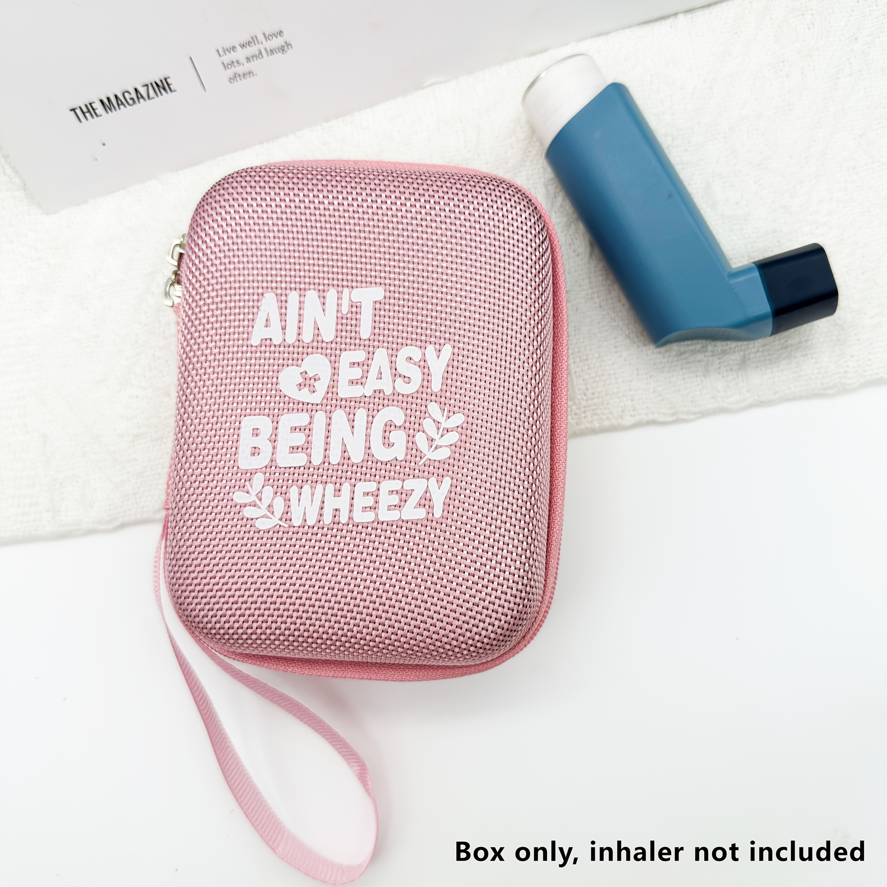 TEMU Fashionable "ain't Easy Being Wheezy" Inhaler Case, Inhaler Travel Pouch | Black Nylon Mesh Bag | Impact-resistant Eva Material | Secure Double