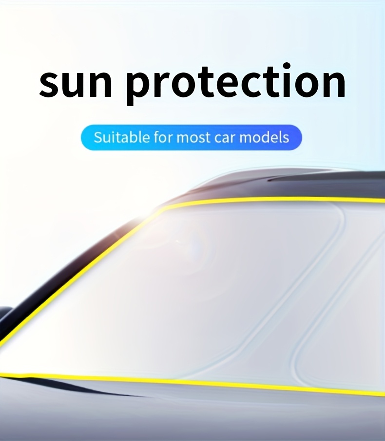 2025 New Car Front Window Sunshade, Foldable Lightweight Universal Windshield UV Protection Heat Insulation Silvery Reflective Auto Sun Shield